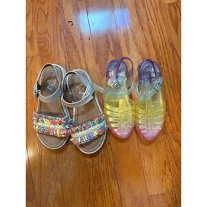 2 Girls Size 1 Sandals - Art Class Fringe Sandals & Cat & Jack Jelly Sandals